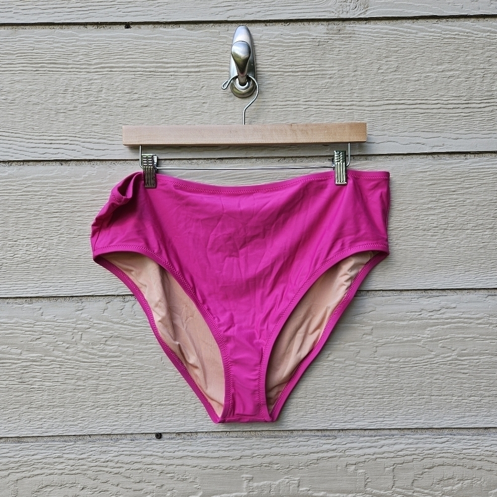 NWT J. Crew hot pink Hallie high waisted bikini bottom XXL
